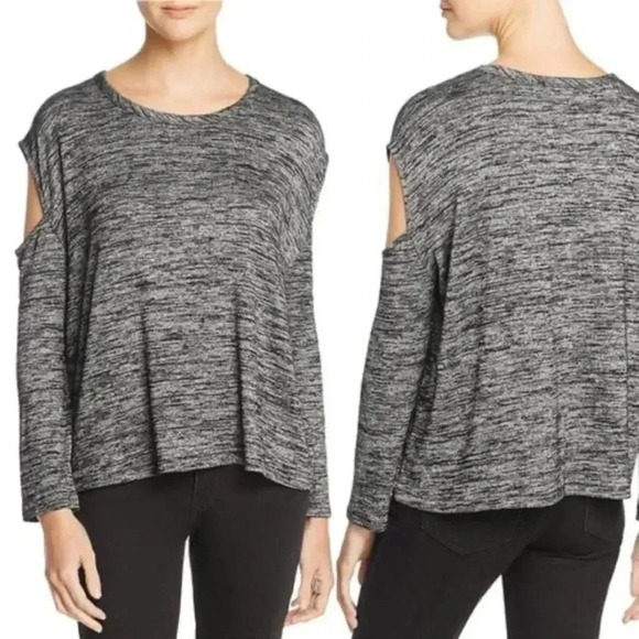 Rag & Bone Womens Port Long Sleeve Heather Slash Cutout Top XS Long Sleeve Rayon - Picture 2 of 9